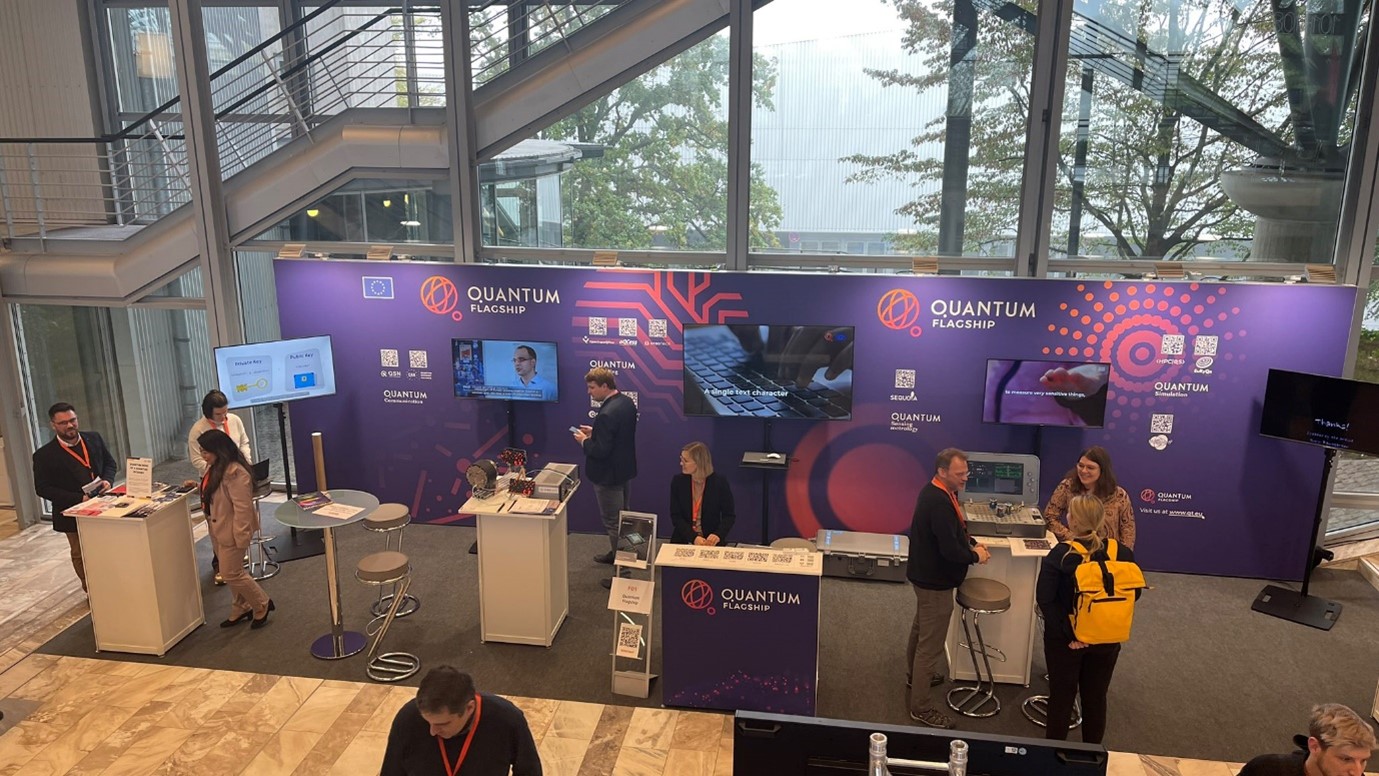 Quantum Flaghsip’s booth at the entrance of the Convention Center, QSNP shared stand with QIA under the communications pillar.